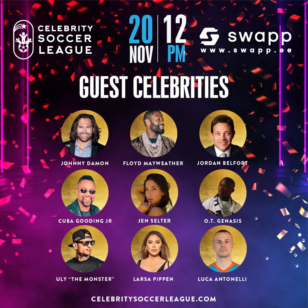 Swapp Celebrity Soccer Event Adds Floyd Mayweather, Jordan Belfort, and Johnny Damon Ahead of Charity Game Saturday in Miami