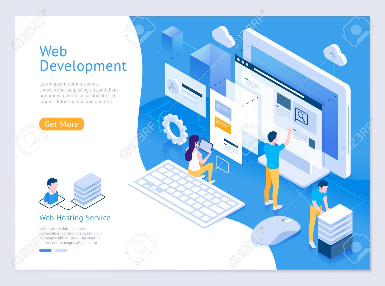 106089921 web design and development vector isometric illustrations